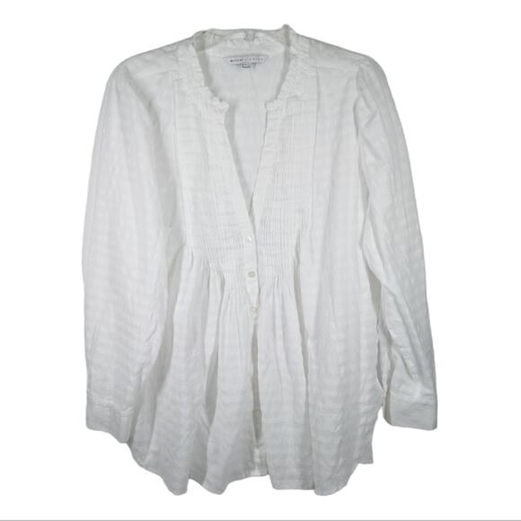 The Nines by Hatch Long Sleeve Pintuck Maternity Shirt White size XXL - Picture 3 of 9